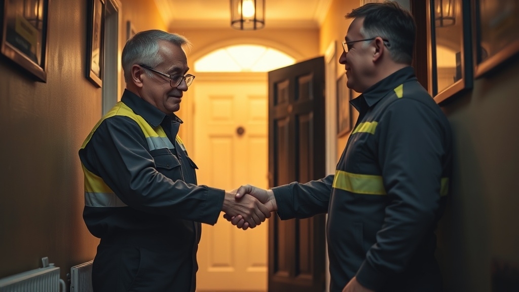 Engineer shaking hands with a Golders Green homeowner after locating their leak