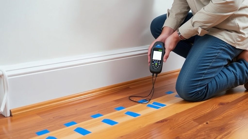 Moisture meter mapping damp back to leak source
